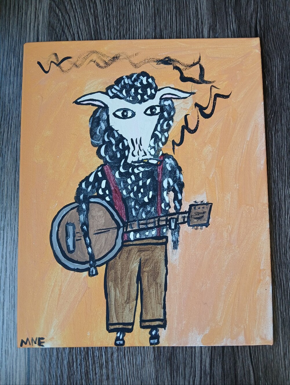Sheep Playing Banjo Painting